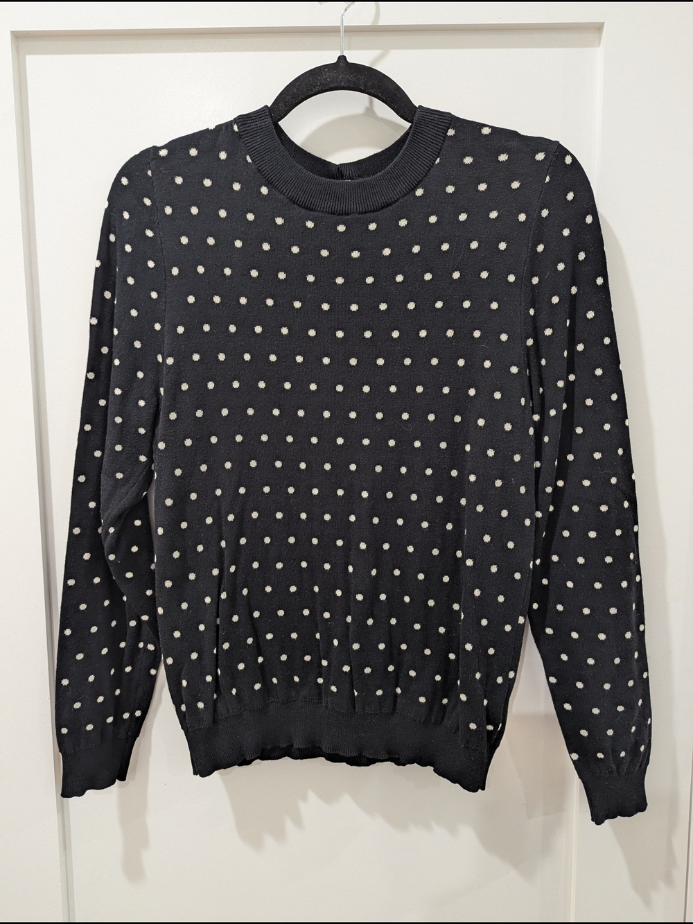 Amour Vert Black Polka Dot Sweater - Classic Crewneck
